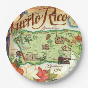 Assiettes En Carton Carte de Porto Rico