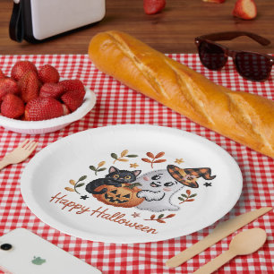 Assiettes En Carton Carte de voeux Halloween de charme - Embr tiré à l