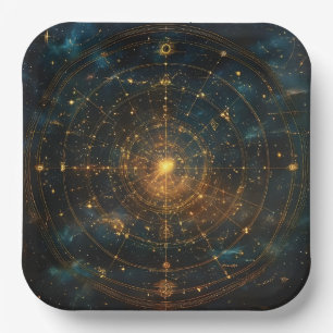 Assiettes En Carton Carte des étoiles célestes d'or (3)