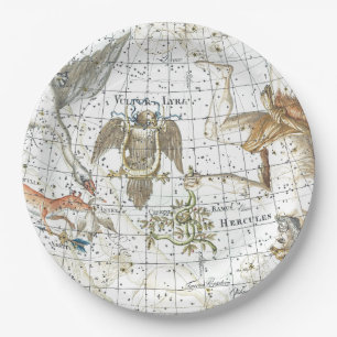 Assiettes En Carton Carte du ciel vintage Constellation d'Hercules