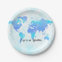 Carte du monde violette et bleue La vie est une fê