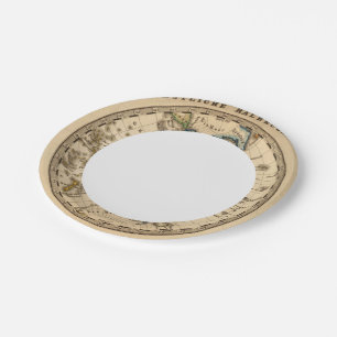 Assiettes En Carton Carte gravée de l'hémisphère occidental