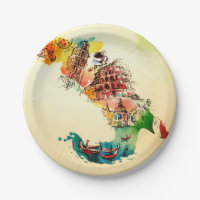 Carte Italie vintage City Travel Love Aquarelle