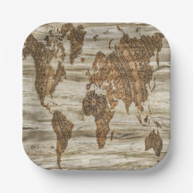 Carte marron du monde imprimée