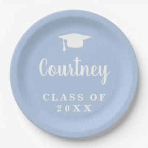 Assiettes En Carton Carte simple en mortier Pastel Blue Graduation