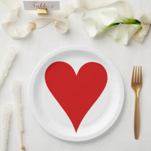 Assiettes En Carton Cartes de Jeu de Coeur Forme Saint-Valentin