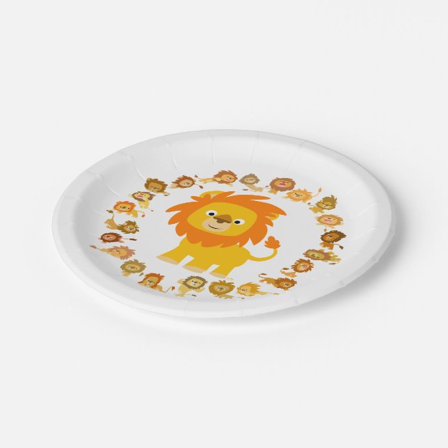 Assiettes En Carton Carton mignon Lion Mandala Plaques papier (Angle)