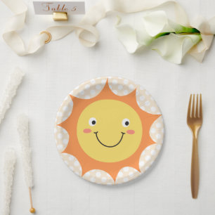 Assiettes En Carton Cartoon souriant visage soleil