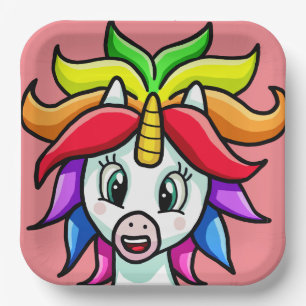 Assiettes En Carton Cartoon Unicorn