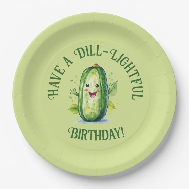 Assiettes En Carton Cartoon vert mignon Picket Anniversaire (Devant)