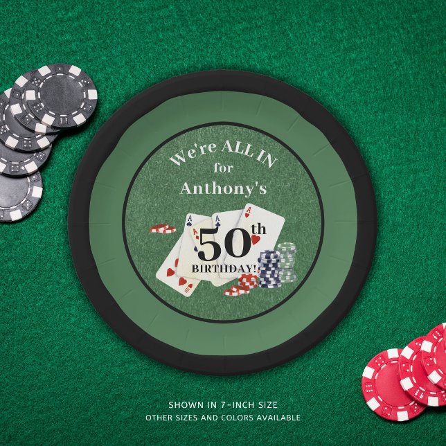 Assiettes En Carton Casino de Poker Anniversaire Personnalisé (Créateur téléchargé)