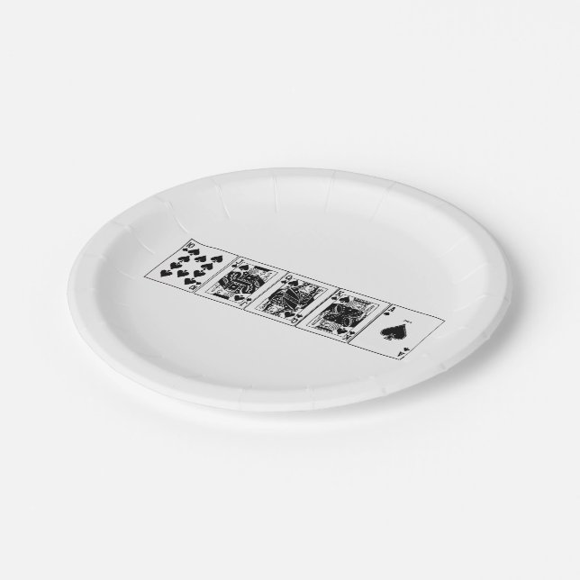 Assiettes En Carton Casino Night Poker Royal Straight Flush Spades (Angle)