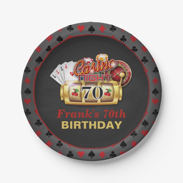 Assiettes En Carton Casino Plaque d'anniversaire - 70e anniversaire (Devant)