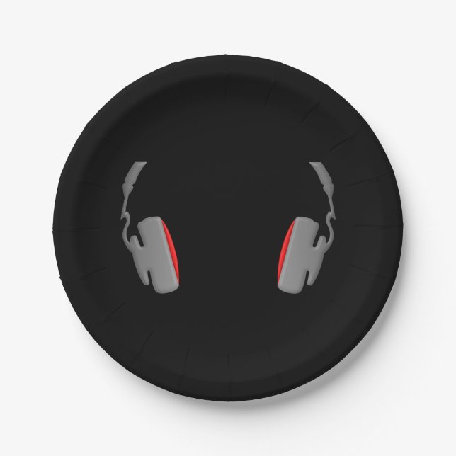 Assiettes En Carton Casque audio Cool Simplement et Élégant (Devant)
