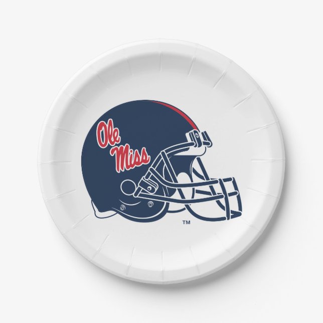Assiettes En Carton Casque Ole Miss Football | bleu foncé (Devant)