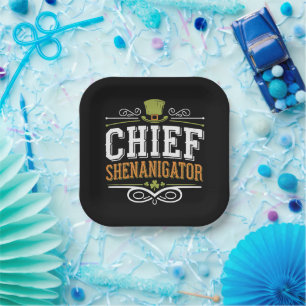 Assiettes En Carton Casquette de lutin chanceux du chef rétro Shenanig