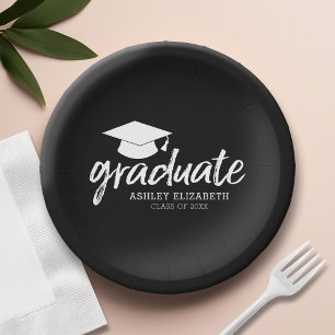 Assiettes En Carton Casquette diplômé avec classe et nom - Changer de 