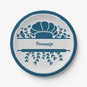 Assiettes En Carton Casquette du chef Blue Grey Cook Parti personnalis