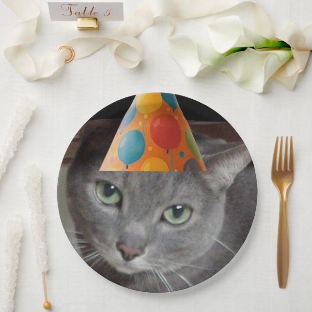 Assiettes En Carton Casquette du parti Gray Cat (Mariage)