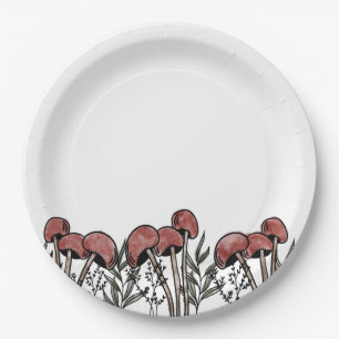 Assiettes En Carton Casquettes de champignons rouges