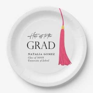 Assiettes En Carton Casquettes De La Fin De La Grad Rose & Gold Tassel