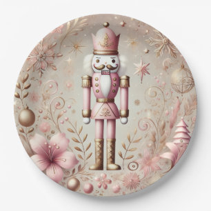 Assiettes En Carton Casse-noisette Élégant Rose et Or Pâle Fantaisiste