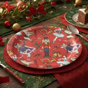 Assiettes En Carton Casse-Noisette Rouge Ballet de Noël Fête de Noël
