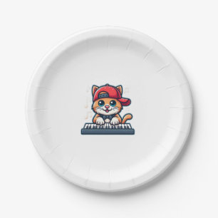 Assiettes En Carton Cat Jouer Piano Design pour la musique et les Amou