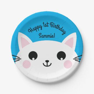 Assiettes En Carton Cat Kid's Birthday Party Cute Kitty