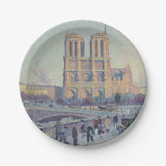 Assiettes En Carton Cathédrale Notre-Dame Paris France Peinture classi (Devant)