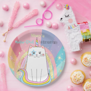 Assiettes En Carton Caticorn Cat Meow-Gical Birthday Kid