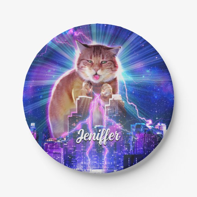 Assiettes En Carton Catzilla (Devant)