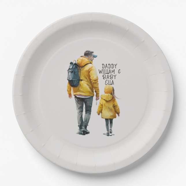 Assiettes En Carton Caution père et fille (3) (Devant)