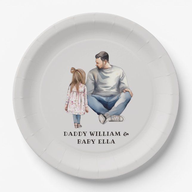 Assiettes En Carton Caution père et fille (4) (Devant)