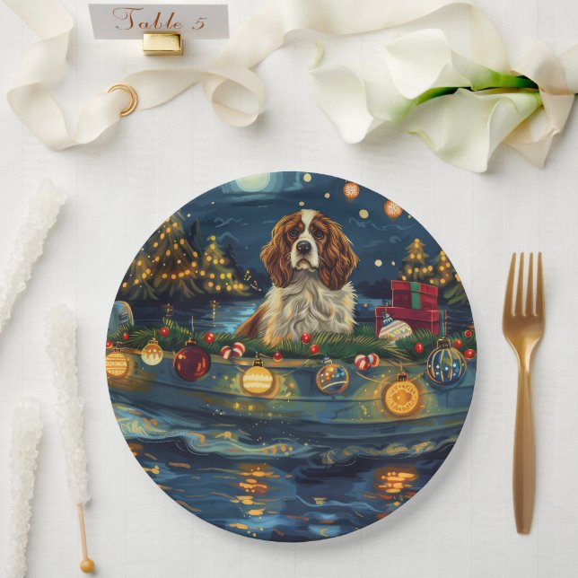 Assiettes En Carton Cavalier King Charles Noël Festive Voyage (Mariage)