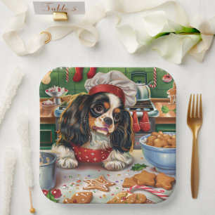 Assiettes En Carton Cavalier King Charles Spaniel Baking Noël