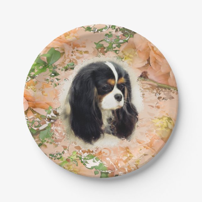 Assiettes En Carton Cavalier King Charles Spaniel - Tri, Plaque (Devant)
