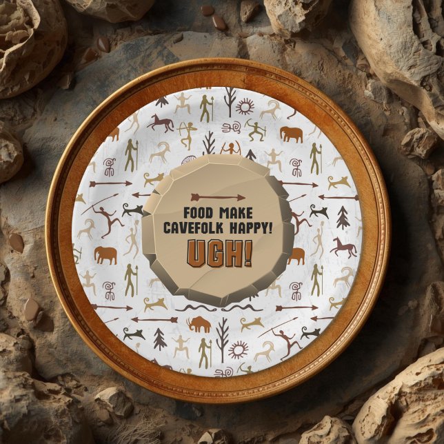 Assiettes En Carton Caveman Chronicles Plaque en papier (Créateur téléchargé)