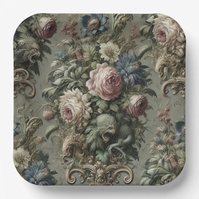 Assiettes En Carton Ce qui se cache sous la fleur - gothique victorien (Recto)