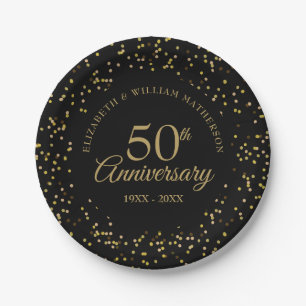 Assiettes En Carton Célébration de 50 ans de mariage confetti poussièr