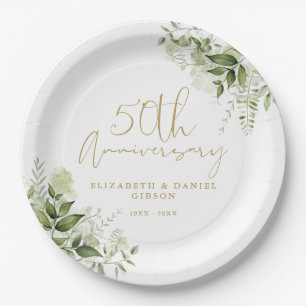 Assiettes En Carton Célébration de 50 ans de mariage - Écriture dorée