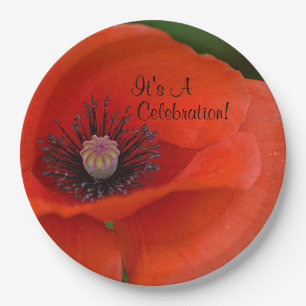 Assiettes En Carton Célébration de Red Poppy