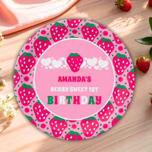 Assiettes En Carton Célébration du premier anniversaire de la fraise