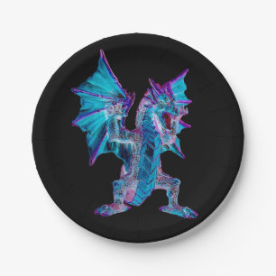 Assiettes En Carton Célébration Fantastique Mystique Vibrante Dragon A