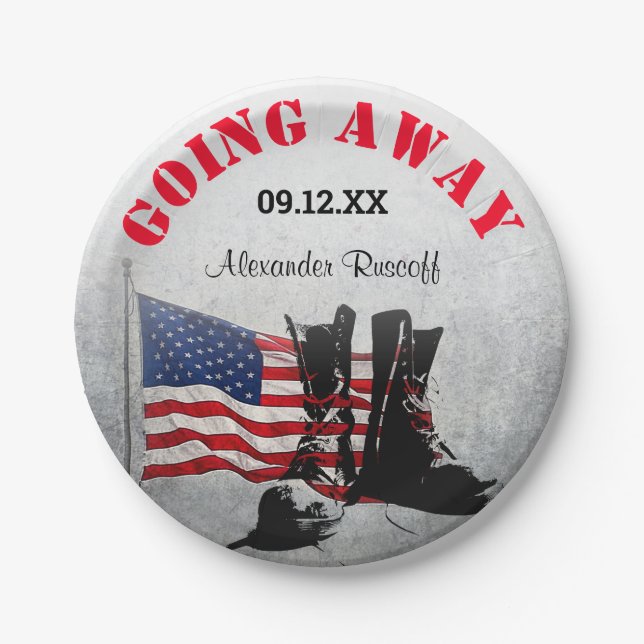 Assiettes En Carton Célébration militaire rustique (Devant)