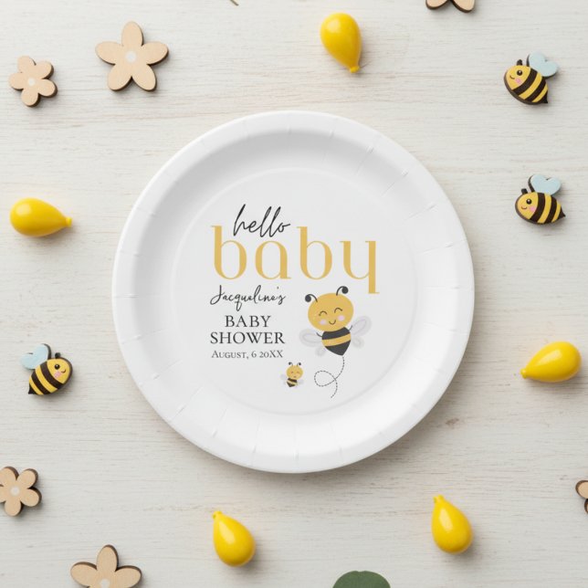 Assiettes En Carton Célébrations pour abeilles : Bonjour bébé Douche d (Bee-utiful Celebrations: Hello Baby Bee Shower Paper Plates)