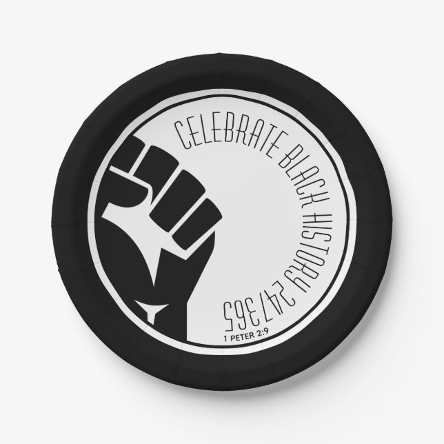 Assiettes En Carton CÉLÉBRER L'HISTOIRE NOIRE 247365 BHM Personnalisé (Devant)