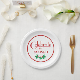 Assiettes En Carton Célébrez la saison Rouge et blanc