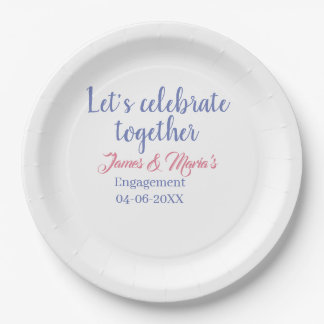 Assiettes En Carton Célébrons ensemble la fête de fiançailles nom date