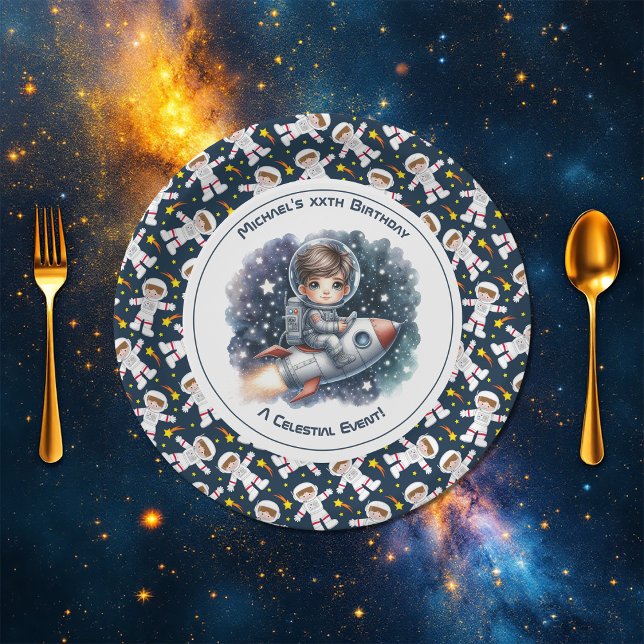 Assiettes En Carton Céleste événement Espace thématique fête d'anniver (Celestial Event Space themed Birthday Party Paper Plates)